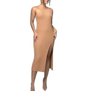 JLUXLABEL Cozy Elegance Knit Slit Dress NWT - S